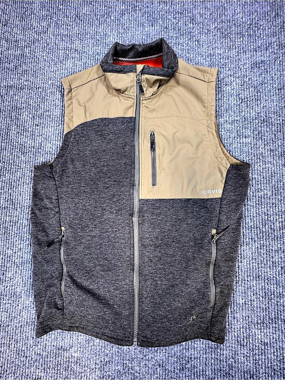 Orvis Color Block Vest Gray & Tan Size Large Like New